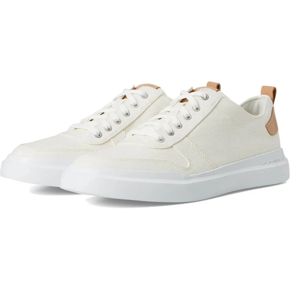 Cole Haan Mens Size 10 Med GrandPro Rally Canvas‎ Court Sneaker Ivory Tan  New